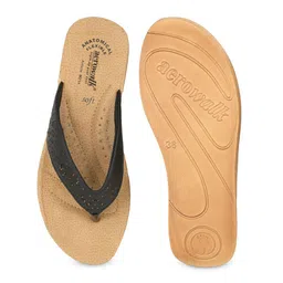 Aerowalk Women Textured T-Strap Flats image 5