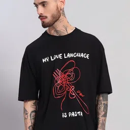 GRIFFEL Men Typography Printed Round Neck Cotton Oversized T-shirt-picture-20