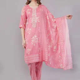 JIDI FASHION Women Floral Printed Regular with Trousers & With Dupatta-picture-28