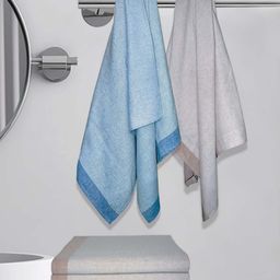 Athom Living Astar Blue & Grey 6 Pieces Striped Cotton 210 GSM Bath Towels-picture-17