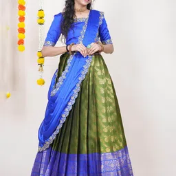 Fabcartz Woven Design Semi-Stitched Lehenga & Unstitched Blouse With Dupatta-picture-23