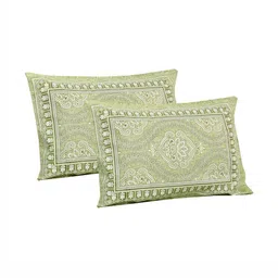 Lali Prints Green & White Ethnic Printed 210 TC Cotton King Bedsheet Set 2.36 m x 2.75 m image 2
