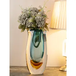 Aarvi Decor Blown Luxe Blue Transparent Glass Vase-picture-20