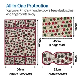 Kuber Industries Beige & Green 3 Pieces Dot-Printed Water-Resistant Refrigerator Covers image 4