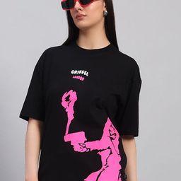 GRIFFEL Women Printed Pure Cotton Pockets T-shirt-picture-10