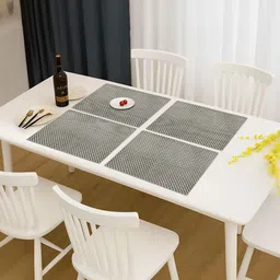 LUXEHOME INTERNATIONAL Black 4 Pieces Textured Anti-Skid Table Placemats-picture-52