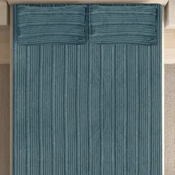 Myntra Elegant Homes Blue Striped 300 TC King Bedsheet with 2 Pillow Covers image 2