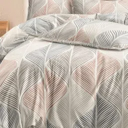 Aura Cream-Colored & Blue Printed Duvet Cover With 2 Pillow Covers image 2