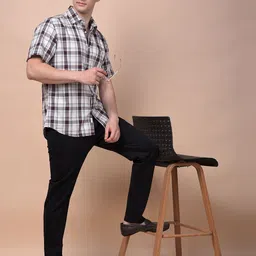 Crimsoune Club Men Classic Fit Tartan Checked Spread Collar Cotton Casual Shirt image 4