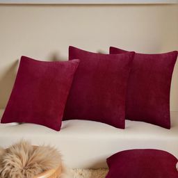 IVAZA Maroon Set of 4 Velvet Square Cushion Covers-picture-25