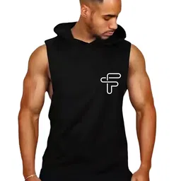 FABSTIEVE Printed Cotton Hooded Gym Vest VK-44B_pt-276 Black M-picture-14