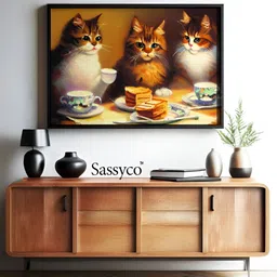 Sassyco Brown & White Canvas Birds and Animals Wall Paintings-image-3