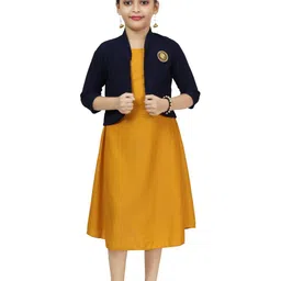 CHANDRIKA Girls Mustard Viscose Rayon Dresses-image-36