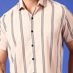 THE BEETEL HOUSE Men Relaxed Fit Vertical Striped Spread Collar Casual Shirt image 4