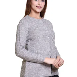 Varenyam Women Woolen Ribbed Cardigan Sweater image 4