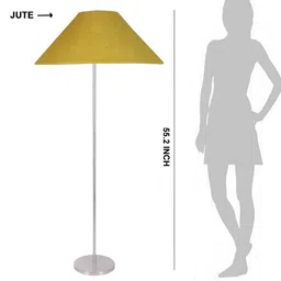 Devansh Yellow & Grey Jute Coolie Shade Steel Base Floor Lamps image 4