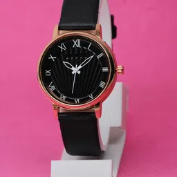 VIRAKTI Unisex Patterned Dial & Leather Textured Straps Analogue Watch F-06-BLACK-P-picture-0
