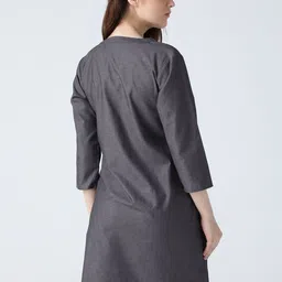 IDK Women Solid A-Line Knee Length Dress image 5