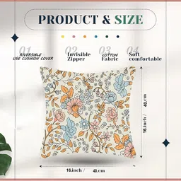 IVAZA Pink & Beige Floral Square Cushion Covers image 2