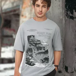 The Roadster Life Co. Printed Drop-Sleeves Pure Cotton Relaxed Fit T-shirt-picture-46