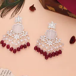 Anouk Women Silver-Plated American Diamond Drop Earrings-picture-21