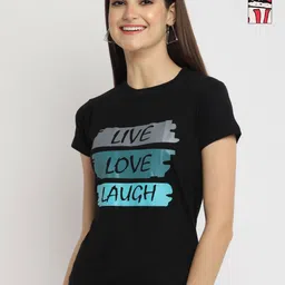 Tromko Women Pack of 2 Typography Printed Round Neck Cotton Regular Fit T-shirts-image-89