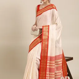 DIVASTRI Checked Zari Saree-image-15