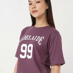 Kraus Jeans Women Typography Printed Round Neck Boxy T-shirt image 4