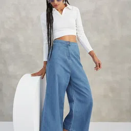 The Roadster Lifestyle Co Women Wide-Leg Fit High Rise Jeans-image-49