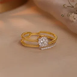 Mia by Tanishq Women 14kt BIS Hallmark Halo Twist Gold & Diamond Finger Ring-2.56gm-image-90