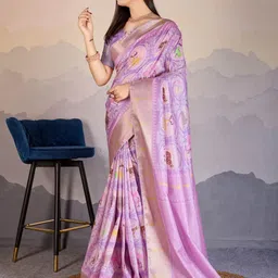 Meena Bazaar Ethnic Motifs Zari Art Silk Saree image 2
