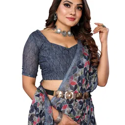 Moda Rapido Geometric Printed Saree With Blouse Piece image 5