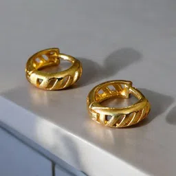 SHREE KRISHNA SHOPPING Brass Gold Plated Hoop Earrings-picture-35