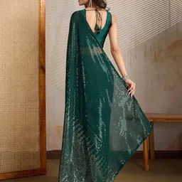 CLEMIRA Embellished Sequinned Pure Georgette Saree image 4