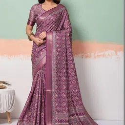 PBS PRINTS Woven Design Zari Silk Blend Patola Saree image 3
