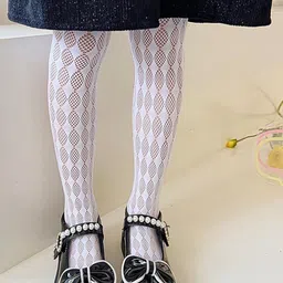 NESKA MODA Girls Self Design Cotton Fishnet Thigh Semi Sheered Stockings-picture-20