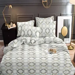 MORADO Beige & Brown Printed Double Bed Duvet Cover-image-87