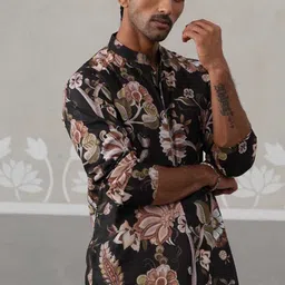 Jompers Men Floral Printed Festive Cotton Straight Kurta-picture-30