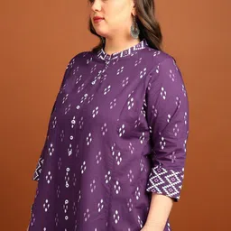 KALINI Geometric Printed Mandarin Collar A Line Pure Cotton Kurta image 4