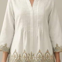 Recent tdrends Women Embroidered Mandarin Collar Ethnic Cotton Top-picture-23