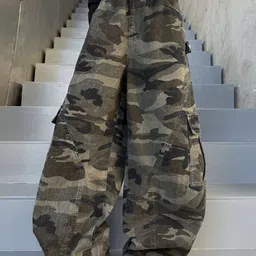 LULU & SKY Girls Camouflage Printed High-Rise Easy Wash Cargos Trousers-picture-43