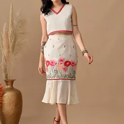 Myshka Embroidered Peplum Midi Skirt-image-7