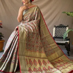 all about you Woven Design Zari Pure Silk Patola Saree image 2