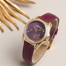 DressBerry Women Brass Patterned Dial & Leather Bracelet Style Straps Analogue Watch DB904-picture-14