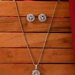 Fida Silver-Plated CZ Stone-Studded Jewellery Set-image-21