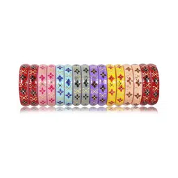 ZULKA Set of 16 Glass Floral Printed Kada Bangles-picture-28