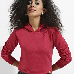 Campus Sutra Women Solid Hooded Sweatshirt-picture-29