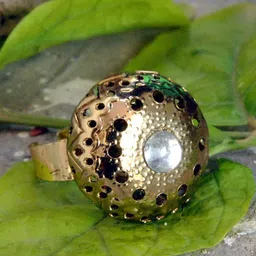 BeAbhika Gold-Plated Stone Studded Oxidised Dome Ring-image-11