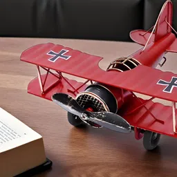 Ascension Red Vintage Biplane Metal Model WWI Fighter Aircraft Curio Matte Showpiece-image-8