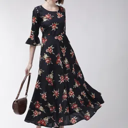 Moda Rapido Floral Print Flared Sleeve Crepe A-Line Maxi Dress image 5